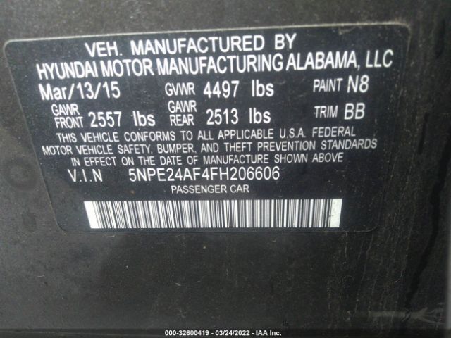 Photo 8 VIN: 5NPE24AF4FH206606 - HYUNDAI SONATA 