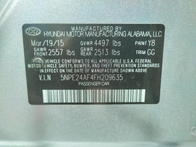 Photo 11 VIN: 5NPE24AF4FH209635 - HYUNDAI SONATA SE 