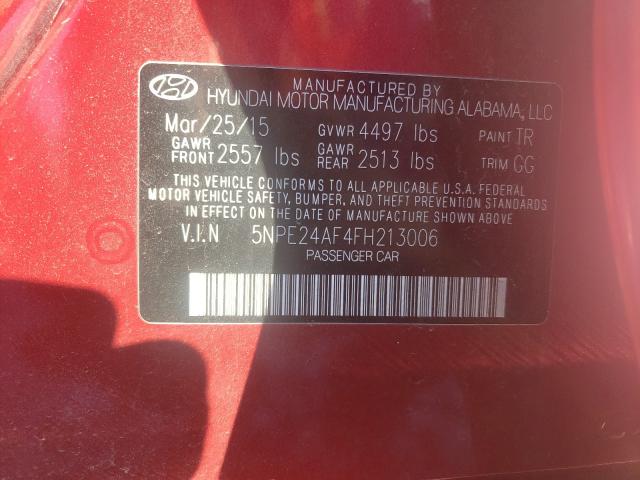 Photo 9 VIN: 5NPE24AF4FH213006 - HYUNDAI SONATA SE 