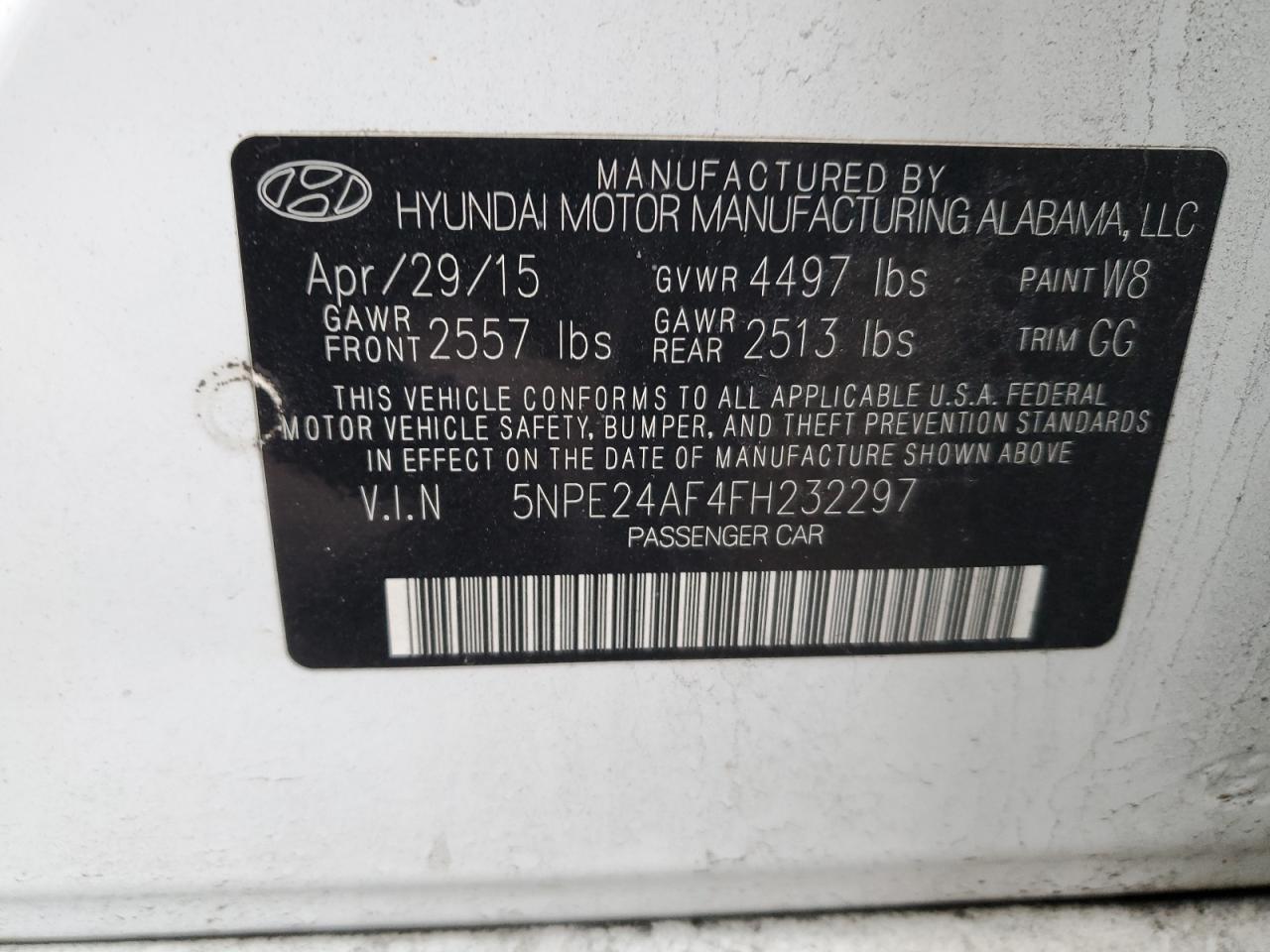 Photo 11 VIN: 5NPE24AF4FH232297 - HYUNDAI SONATA 