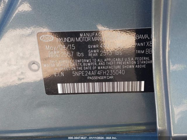 Photo 8 VIN: 5NPE24AF4FH235040 - HYUNDAI SONATA 