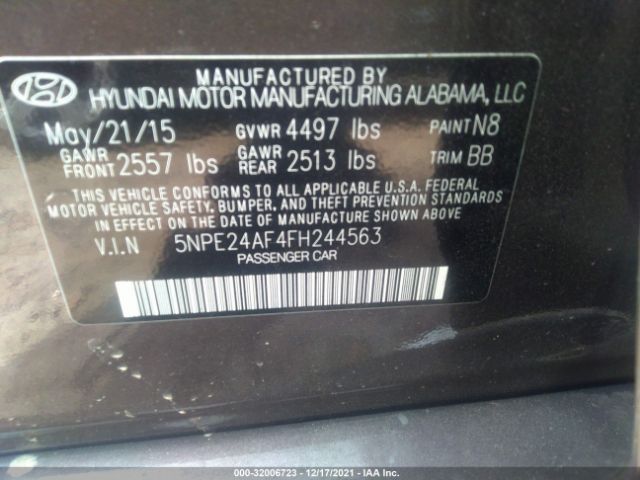 Photo 8 VIN: 5NPE24AF4FH244563 - HYUNDAI SONATA 