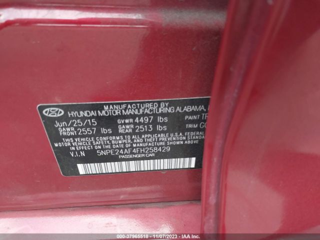 Photo 8 VIN: 5NPE24AF4FH258429 - HYUNDAI SONATA 