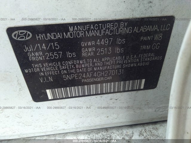 Photo 8 VIN: 5NPE24AF4GH270131 - HYUNDAI SONATA 