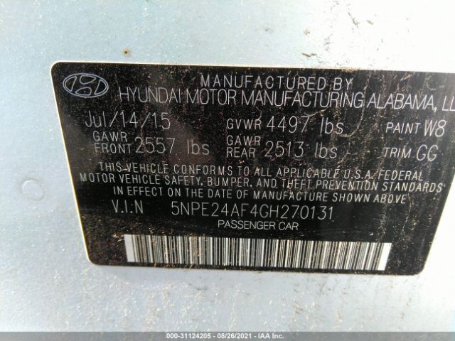 Photo 8 VIN: 5NPE24AF4GH270131 - HYUNDAI SONATA 