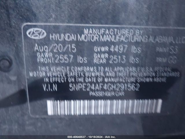 Photo 8 VIN: 5NPE24AF4GH291562 - HYUNDAI SONATA 