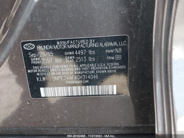 Photo 8 VIN: 5NPE24AF4GH314046 - HYUNDAI SONATA 