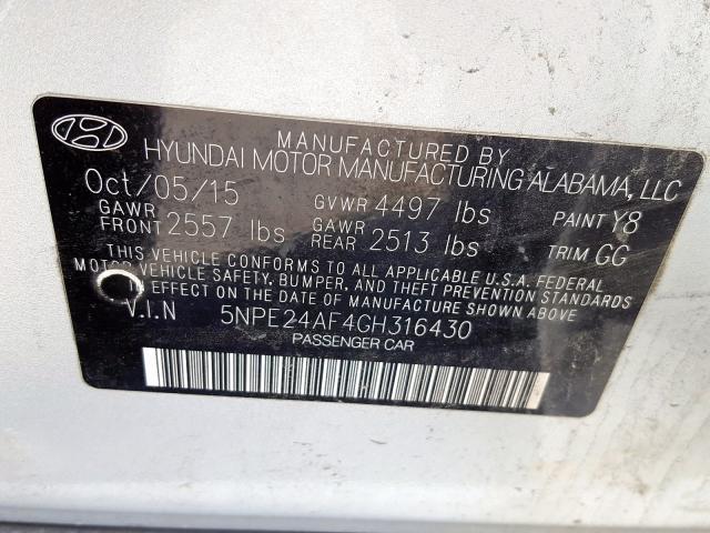 Photo 9 VIN: 5NPE24AF4GH316430 - HYUNDAI SONATA SE 