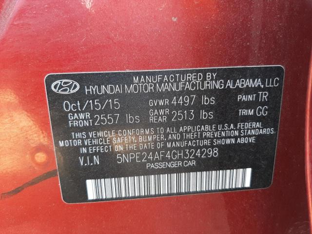 Photo 9 VIN: 5NPE24AF4GH324298 - HYUNDAI SONATA SE 