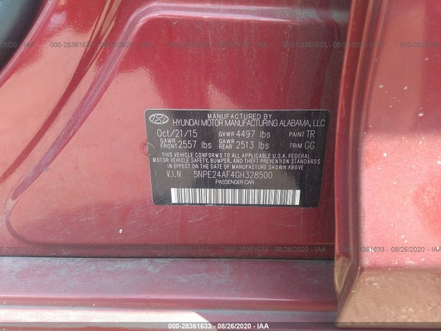 Photo 8 VIN: 5NPE24AF4GH328500 - HYUNDAI SONATA 