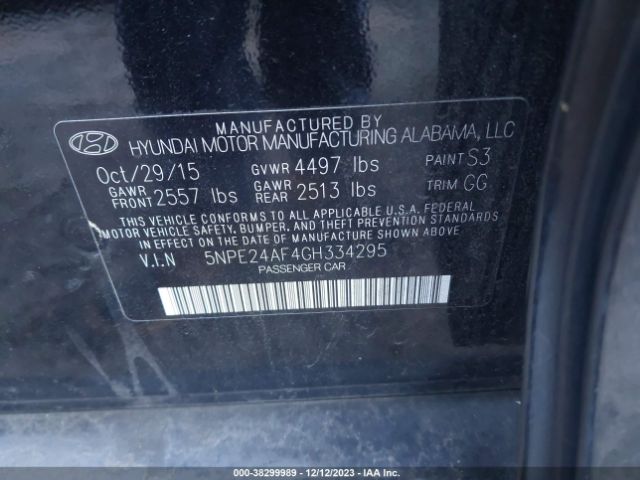 Photo 8 VIN: 5NPE24AF4GH334295 - HYUNDAI SONATA 