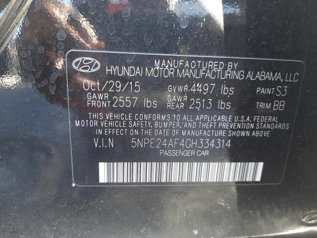 Photo 9 VIN: 5NPE24AF4GH334314 - HYUNDAI SONATA SE 