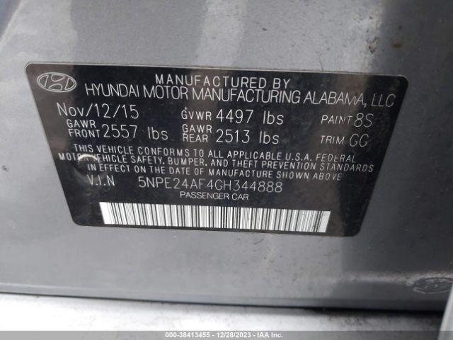 Photo 8 VIN: 5NPE24AF4GH344888 - HYUNDAI SONATA 