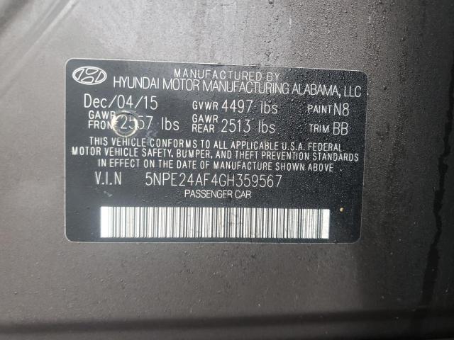 Photo 11 VIN: 5NPE24AF4GH359567 - HYUNDAI SONATA SE 