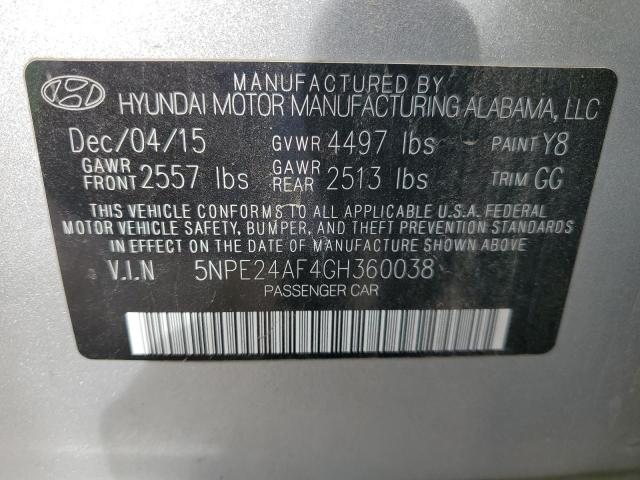 Photo 12 VIN: 5NPE24AF4GH360038 - HYUNDAI SONATA SE 