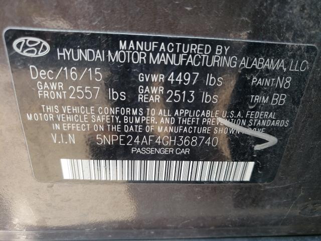 Photo 9 VIN: 5NPE24AF4GH368740 - HYUNDAI SONATA SE 