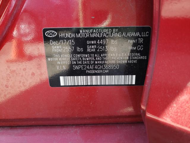 Photo 9 VIN: 5NPE24AF4GH368950 - HYUNDAI SONATA SE 