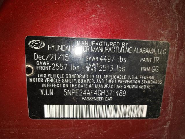 Photo 9 VIN: 5NPE24AF4GH371489 - HYUNDAI SONATA SE 