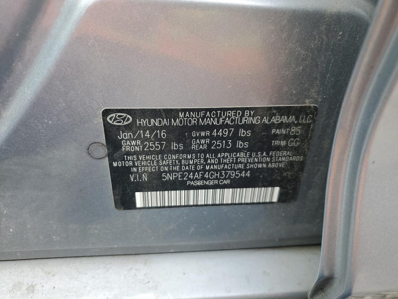 Photo 11 VIN: 5NPE24AF4GH379544 - HYUNDAI SONATA 