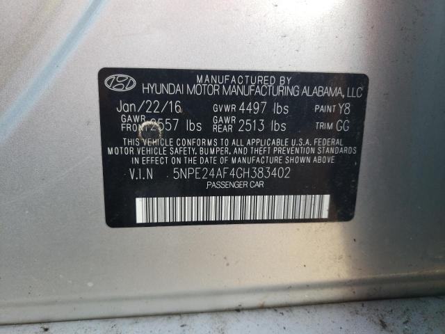 Photo 11 VIN: 5NPE24AF4GH383402 - HYUNDAI SONATA 