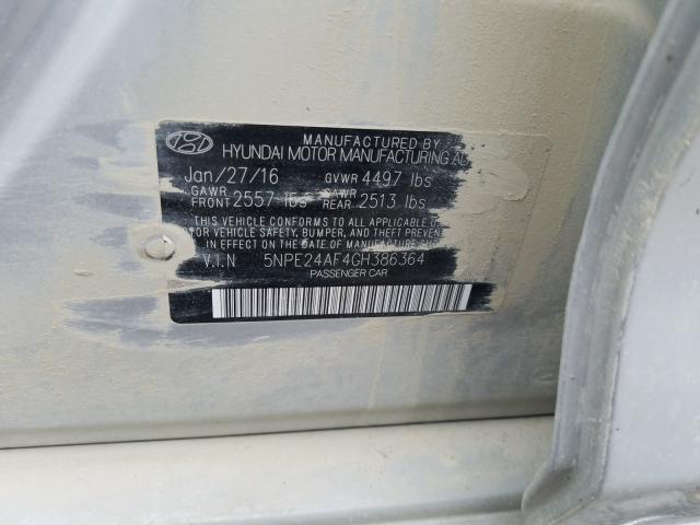 Photo 9 VIN: 5NPE24AF4GH386364 - HYUNDAI SONATA SE 