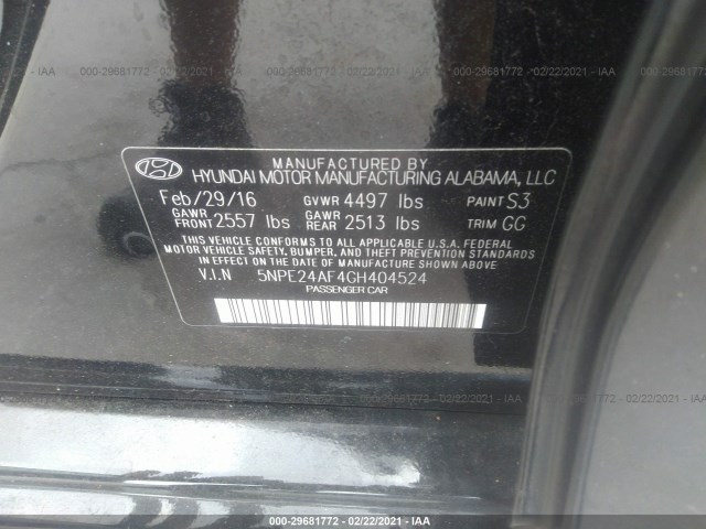 Photo 8 VIN: 5NPE24AF4GH404524 - HYUNDAI SONATA 