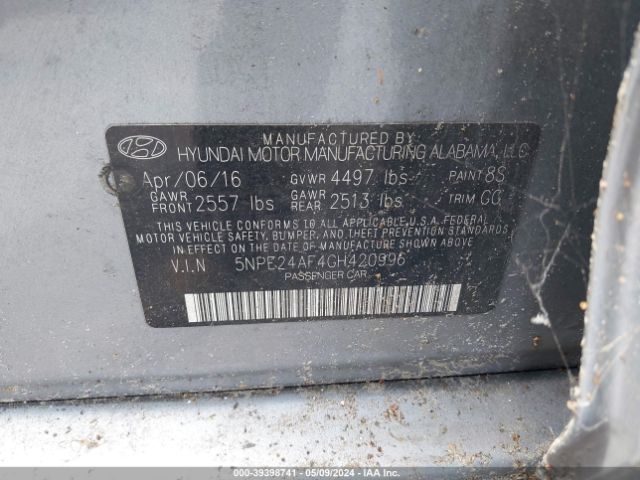 Photo 8 VIN: 5NPE24AF4GH420996 - HYUNDAI SONATA 