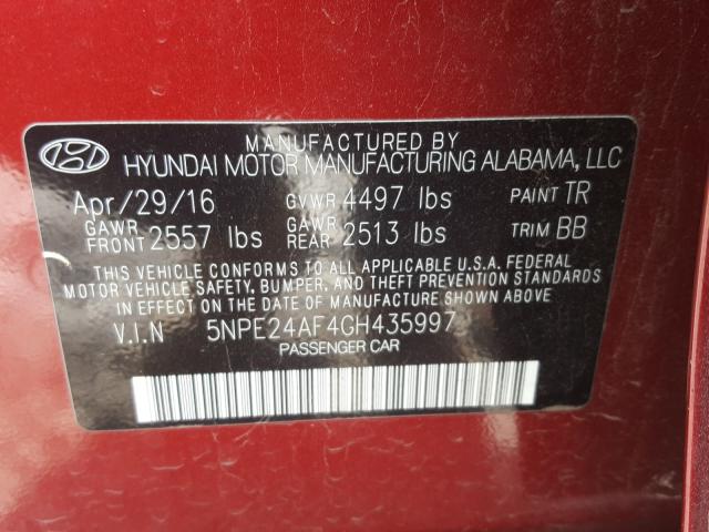 Photo 9 VIN: 5NPE24AF4GH435997 - HYUNDAI SONATA SE 