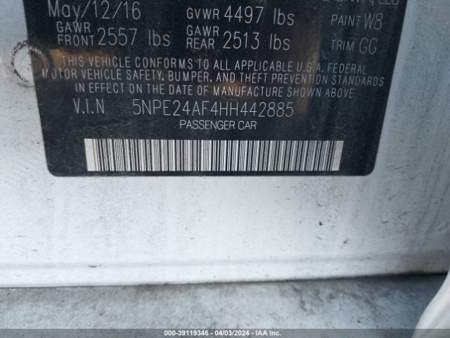 Photo 8 VIN: 5NPE24AF4HH442885 - HYUNDAI SONATA 