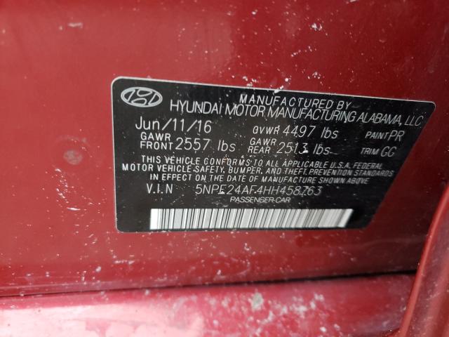 Photo 9 VIN: 5NPE24AF4HH458763 - HYUNDAI SONATA SE 