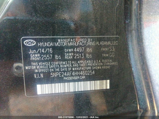 Photo 8 VIN: 5NPE24AF4HH460254 - HYUNDAI SONATA 