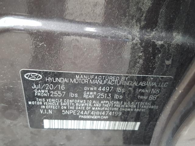 Photo 9 VIN: 5NPE24AF4HH474199 - HYUNDAI SONATA SE 