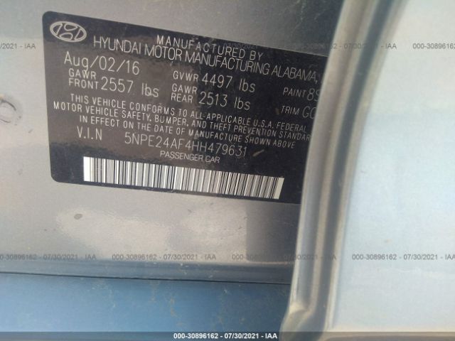 Photo 8 VIN: 5NPE24AF4HH479631 - HYUNDAI SONATA 