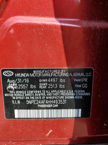 Photo 11 VIN: 5NPE24AF4HH493531 - HYUNDAI SONATA SE 