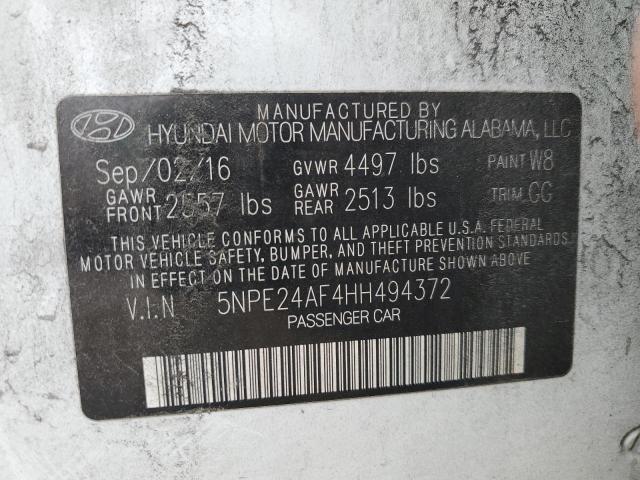 Photo 11 VIN: 5NPE24AF4HH494372 - HYUNDAI SONATA 