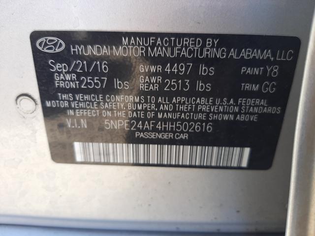 Photo 9 VIN: 5NPE24AF4HH502616 - HYUNDAI SONATA SE 