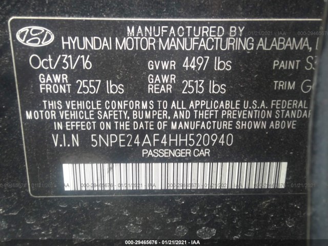 Photo 8 VIN: 5NPE24AF4HH520940 - HYUNDAI SONATA 