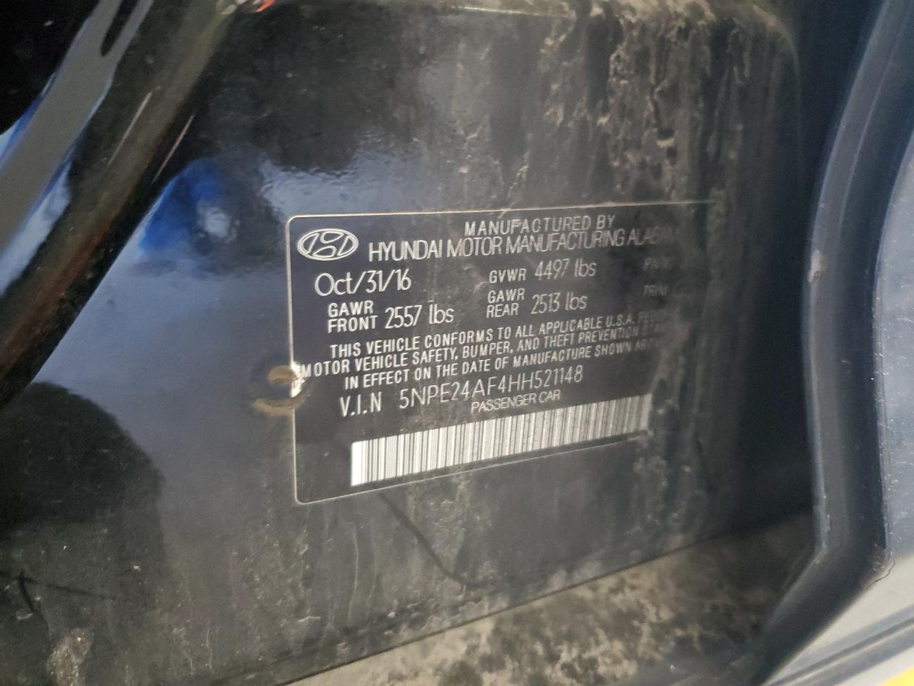 Photo 11 VIN: 5NPE24AF4HH521148 - HYUNDAI SONATA 