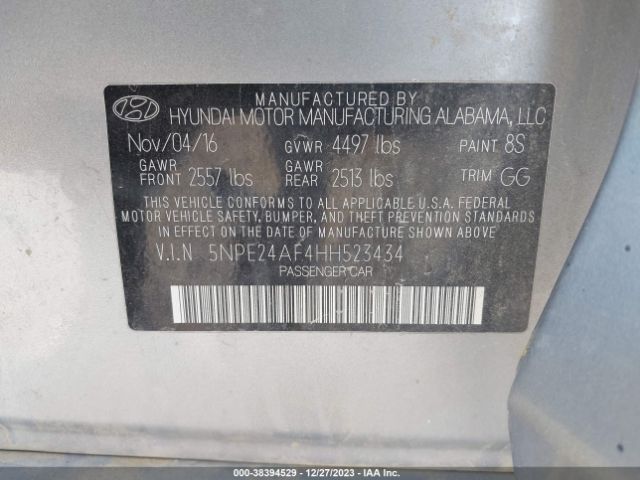 Photo 8 VIN: 5NPE24AF4HH523434 - HYUNDAI SONATA 