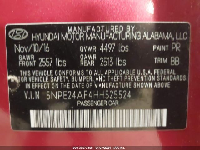 Photo 8 VIN: 5NPE24AF4HH525524 - HYUNDAI SONATA 