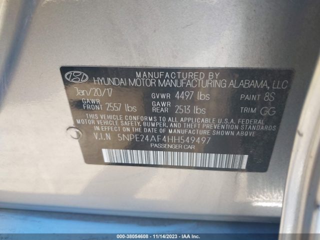 Photo 8 VIN: 5NPE24AF4HH549497 - HYUNDAI SONATA 