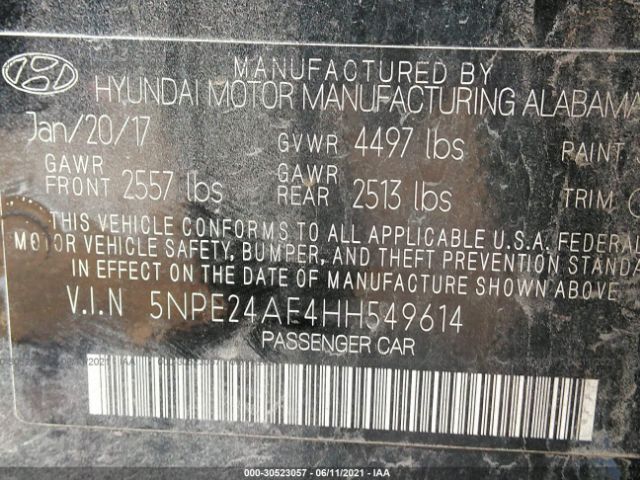 Photo 8 VIN: 5NPE24AF4HH549614 - HYUNDAI SONATA 