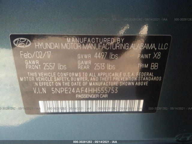 Photo 8 VIN: 5NPE24AF4HH555753 - HYUNDAI SONATA 