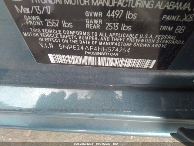 Photo 8 VIN: 5NPE24AF4HH574254 - HYUNDAI SONATA 