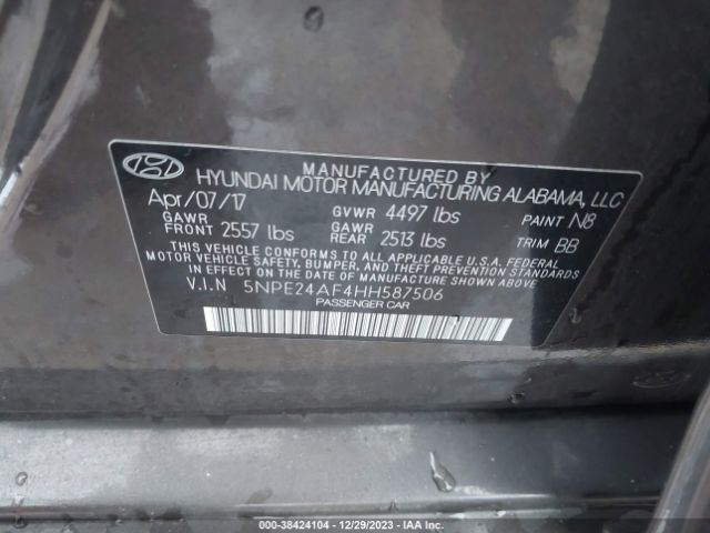 Photo 8 VIN: 5NPE24AF4HH587506 - HYUNDAI SONATA 