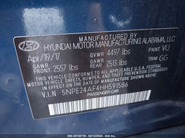 Photo 8 VIN: 5NPE24AF4HH591586 - HYUNDAI SONATA 