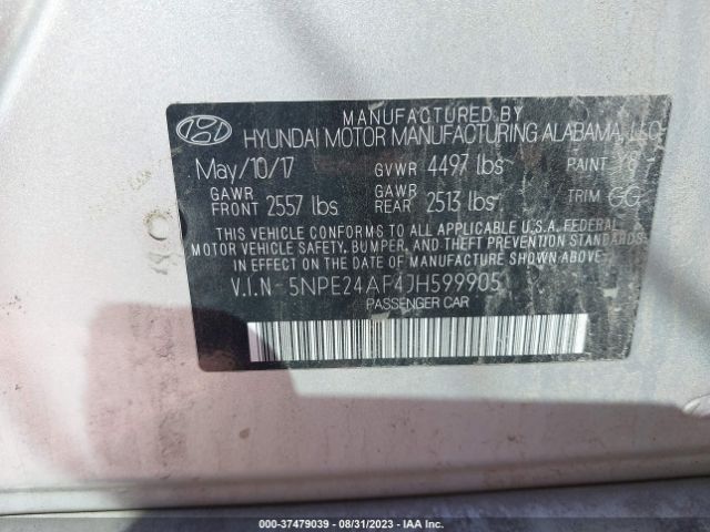 Photo 8 VIN: 5NPE24AF4JH599905 - HYUNDAI SONATA 