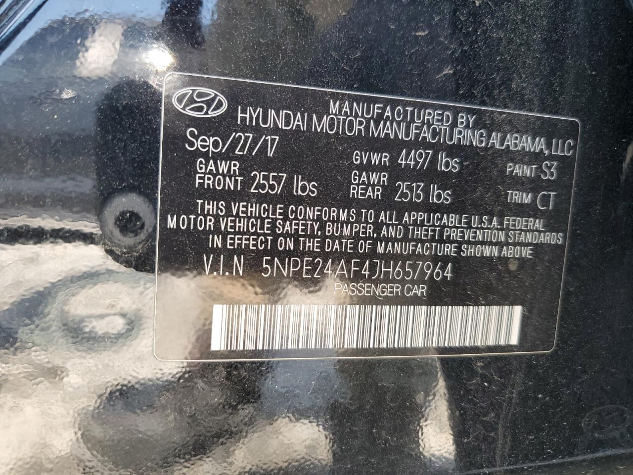 Photo 11 VIN: 5NPE24AF4JH657964 - HYUNDAI SONATA 