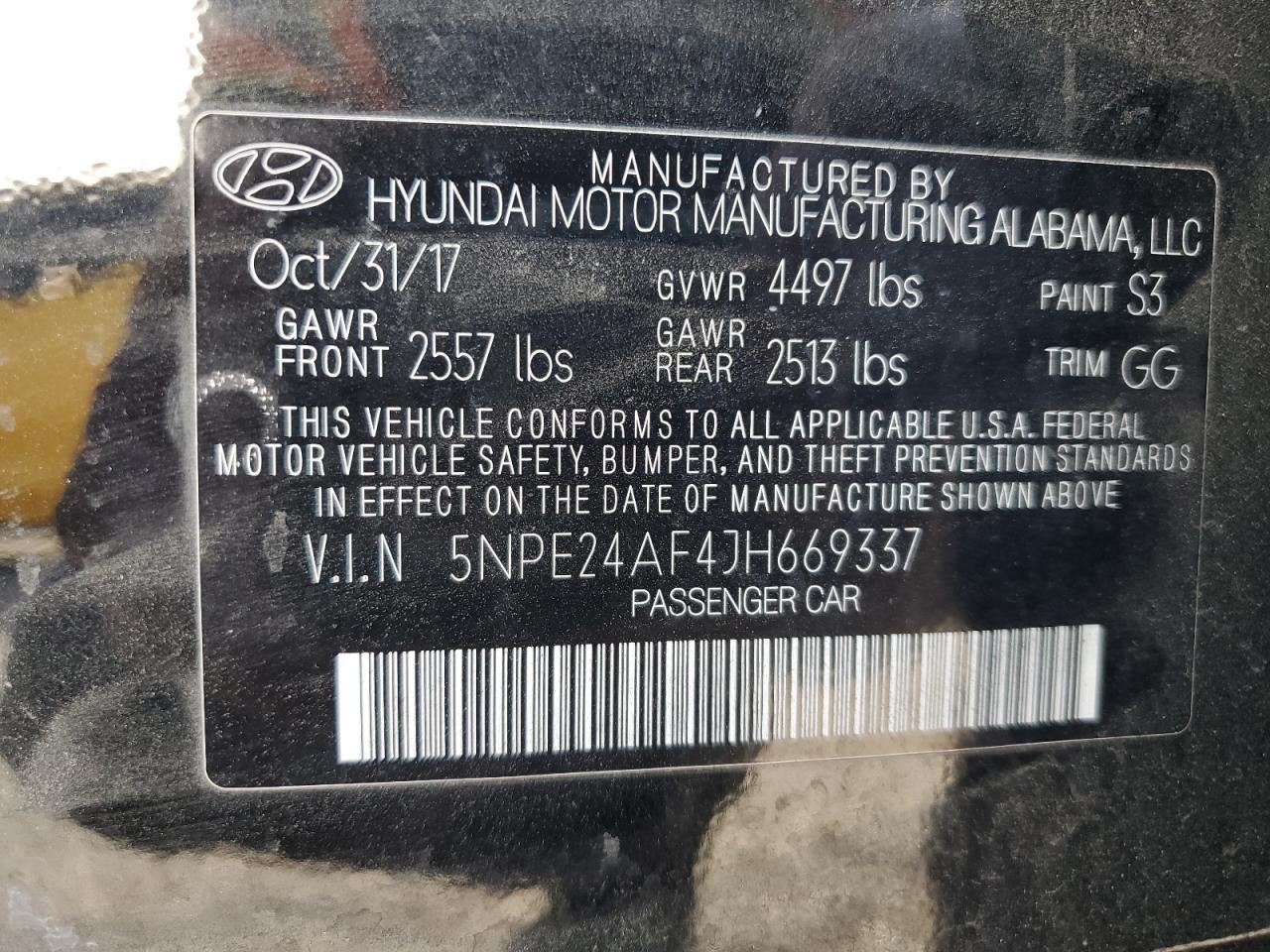 Photo 11 VIN: 5NPE24AF4JH669337 - HYUNDAI SONATA 