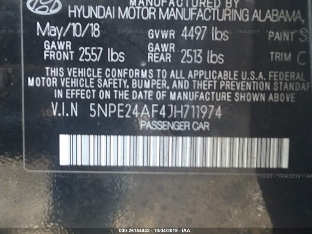 Photo 8 VIN: 5NPE24AF4JH711974 - HYUNDAI SONATA 